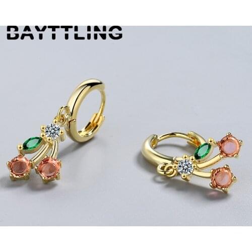 BAYTTLING 925 Sterling Silver 28MM Luxury Colorful Zircon Pendant Earrings For Women Fashion Jewelry Birthday Gift