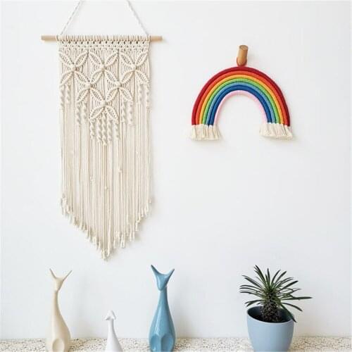 Boho Macrame Wall Hanging Tapestry Home Decor Woven Handmde DIY Wall Art Macrame Cotton Thread Pendant Ins Backdropbest Gift