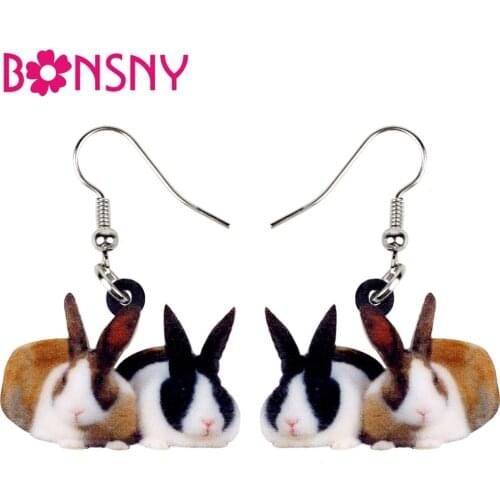 Bonsny Acrylic Easter Hare Rabbit Bunny Earrings Drop Dangle Big Long Lovely Animal Jewelry For Women Girls Teens Charms Brincos