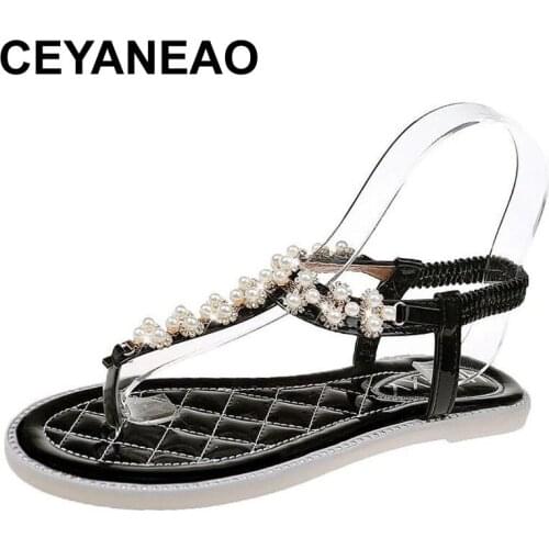 CEYANEAO Fashion Womens Shoes 2021 Beige Heeled Sandals Flip Flops Platform Luxury Comfort Black Corrective Rhinestone Beach
