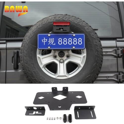 BAWA Registration Plate Holder for Jeep Wrangler JL 2018+ Spare Tire License Plate Bracket Accessories for Jeep Wrangler jl