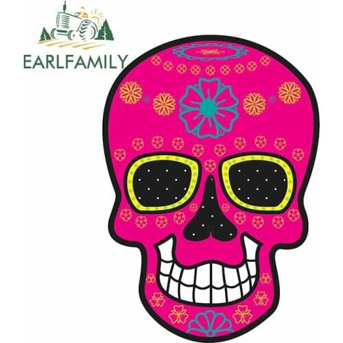 EARLFAMILY 13cm x 9.4cm for Pinkish Skull Car Stickers and Decals Auto JDM ATV Waterproof Laoptop Refrigerator Decal Wrap