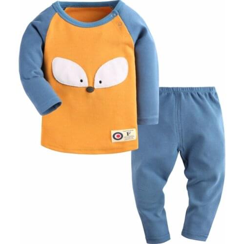 Fox Baby Clothes 2021 Boys Home Clothing Sets Cartoon Printing Sweatshirts Casual Pants 2Pcs for Baby Boy Clothes Pajamas Suit