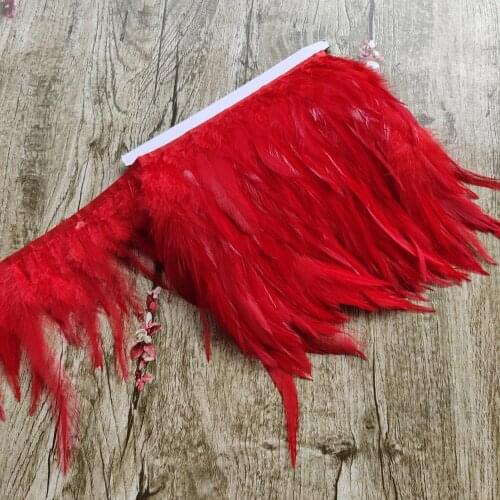 Hot Selling 1Meters Beautiful 8-12cm Red Natural Feathers Ribbon For Wedding Party Dress Decoration Accessories