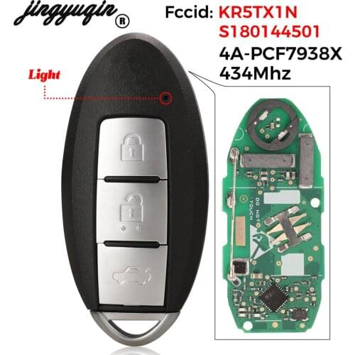 Jingyuqin Smart Car Remote Key Fob 3 Buttons 433MHz ID4A Pcf7938X Chip For Nissan Qashqai X-trail 2014 2015 2016