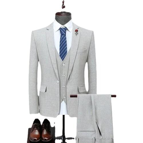 Men 3 Pieces Suit Spring Autumn Plaid Slim Fit Business Formal Casual Check Suits Office Work Party Prom Wedding Groom S-4XL