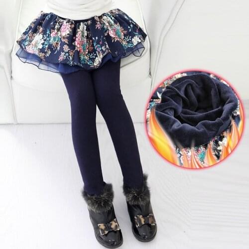 New Warm Pants For Baby Girls Thick Children Skirt Leggings Autumn Winter Kids Print Trousers Pant For 3-4Year Girl