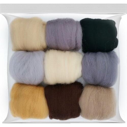 10g Merino Wool (9 Colors) 19 Microns Superfine Roving Wool Sheep Wool Felt Wool Needle Felting Wool for Needle Felting Kit (F)