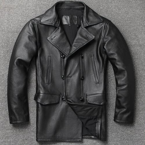 Men Windbreaker 5XL Cowhide Man Jacket Suede Coat Overcoat Genuine Leather Trench Coat Dad In Stock European Clothing Luxury