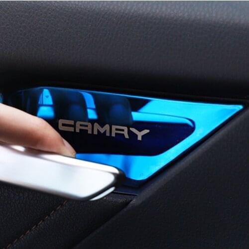 Stainless Steel Car Door Handle Bowl Cover Patch sticker Interior Decoration For Toyota Camry 2018 Accessories car styling