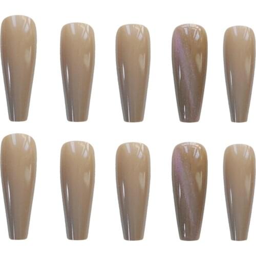 Fake Nail Pieces Gourd Khaki Cat Eye Wear Nail Stickers Finished Nail Pieces 24 Pieces Nail Stickers With Glue