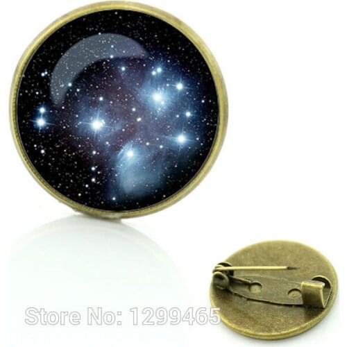 New Arrived High quality Glass cabochon dome Black Vintage Brooches pins Galaxy Planet Brooch For Gift Wholesale Moon C199