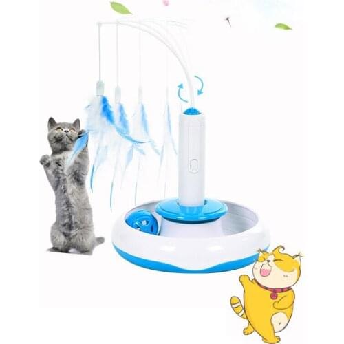 New Pet Cat Electric Toys Teaser Interactive Cats Toy Rotating Designed Play Activity Funny Feather Toys For Pet Cats
