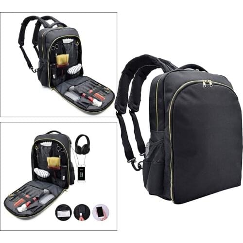 Makeup Tool Bag, Portable Travel Multifunction Backpack Cosmetic Organizer Box Waterproof Storage Bag, 48x35x20cm, Black