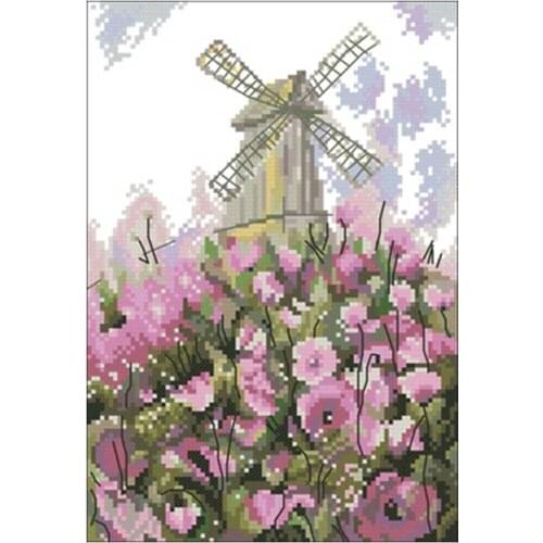 Windmill in the garden patterns counted 11CT 14CT 18CT DIY Cross Stitch Sets wholesale Cross-stitch Kits Embroidery Needlework