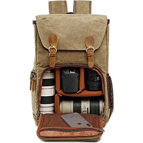 Batik Canvas Waterproof Photography Bag Outdoor Wear-resistant Large Photo Camera Backpack Men for Fujifilm Nikon Canon Sony