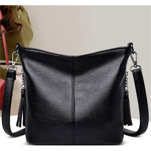 Fashion Pu Leather Shoulder Bags Ladies Casual Solid Large Capacity Bucket Bags For Women Simple Vintage Messenger Bags