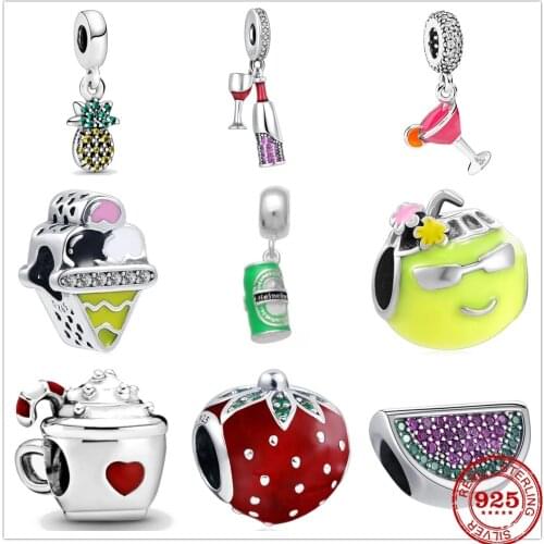 New Original 925 Silver Ice Cream Coconut Juice Charm Bead fit Pandora charms silver 925 beads Bracelet For women DIY Jewelry