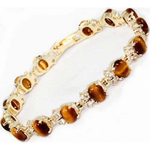Charm ladys 6*8mm tiger eye Natural stone bracelet 7.5 inch