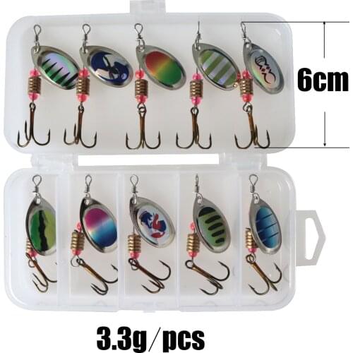 11Pcs Fishing Metal Spoon Lures Kit Gold Silver Hard Baits Sequins Spinnerbaits Fishhooks with Plastic Box Fishing Accessories