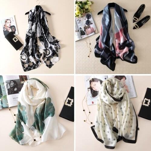 2021 New Style Print Bandana Popular 180X90CM Beach towel Summer Sunscreen Luxury Brand Silk Scarf Female High-Grade Satin Shawl