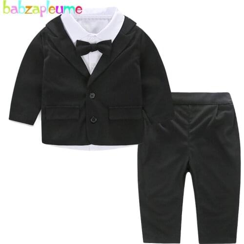 3Piece Spring Fall Newborn Baby Boy Clothes Fashion Gentleman Suit Black Infant Coat+White Shirt+Pants Kids Clothing Set BC2038
