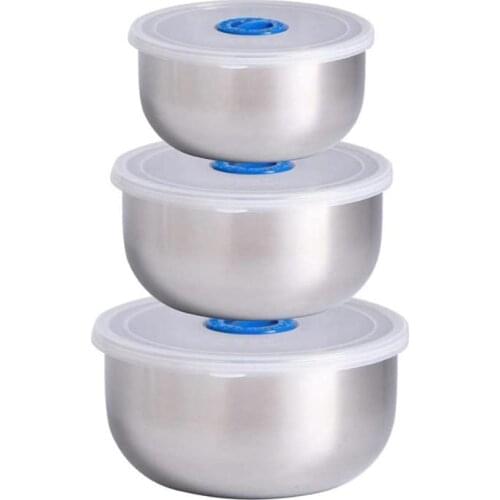 3 Pcs Mixing Bowl,Stainless Steel Non-Slip Serving Bowls,Stackable Salad Bowls,with Airtight Lids,for Kitchen Mixing,Etc