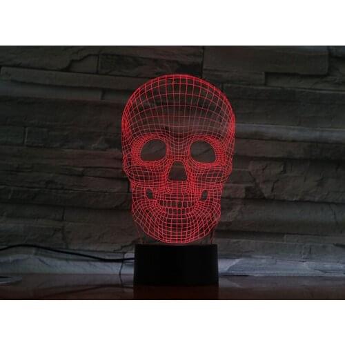 Acrylic Night Light LED Skull 3D Desk Lamp USB Atmosphere Nightlight Home Party Decor Kids Halloween Holiday Gift App Control