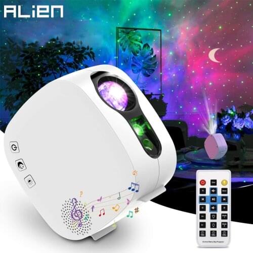 ALIEN Starry Sky Moon Projector Stage Laser Lighting Effect Galax Nebula Ocean Bedroom Kids Party Night Lamp Bluetooth Speaker