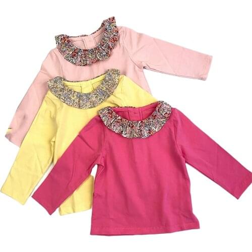 Flower Kids Baby Girls Blouse Shirt Spring Autumn Fashion Girls Floral Shirt Long Sleeve Blue Flower Printed Girls Blouse Shirt