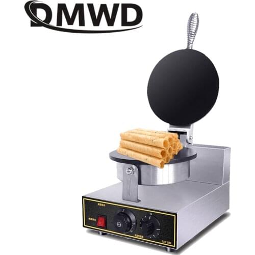 DMWD 110V/220V Electric Ice Cream Cone Maker Cone Baking Pan Machine Crepe Crispy egg Roll Baker Waffle cake Bakeware EU US plug