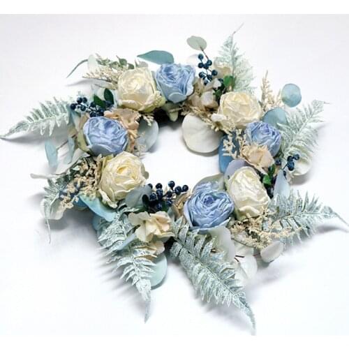 Artificial Rose Flower Wreath for Front Door Wall Window Wedding Party Office Garden Farmhouse Home Decoration