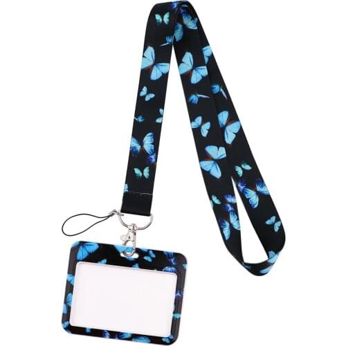 JF0051 Butterfly Neck Strap Lanyards Keychain Holder ID Badge Holder Hanging Rope Lanyard Key Chain Friend Gifts