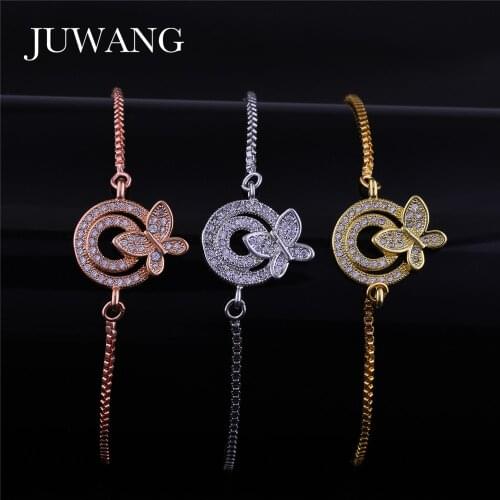 JUWANG Nen Fashion Chain Bracelet Jewelry Handmade Cubic Zirconia Strawberry Shape Adjustable Charm Bracelet Bangles For Women