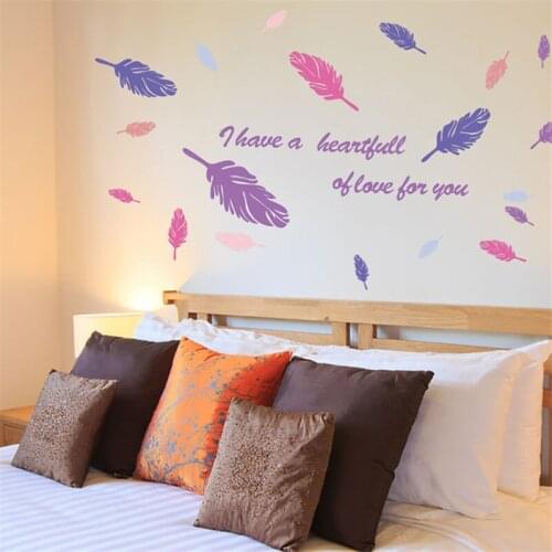 Colourful Birds Feathers Wall Stickers For Shop Office House Decoration Bedroom Living Room Wall Mural Art Diy Home Decal