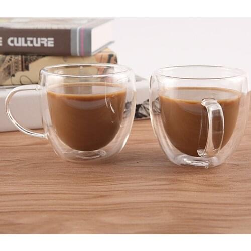 Double Wall Insulated Glasses Espresso Mugs Borosilicate Glass Cups S55