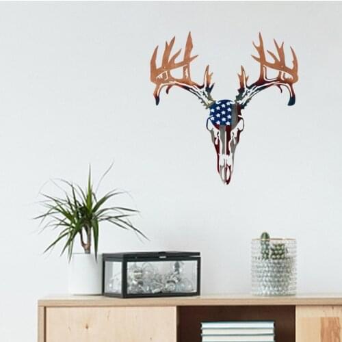 Metal Wall Art Decor Elk Deer Head Sculpture Hanging for Living Room Bedroom Bathroom Indoor Outdoor Garden Decoration