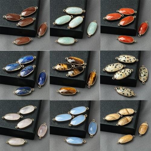 Trendy Semi-Precious Stone Pendant Accessory Long Oval Shape Charms For Jewelry Making DIY Necklace Earring Fashion Pendentifs