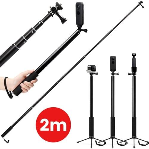 2M Aluminum Alloy Monopod Selfie Stick For Insta360 One X/X2 /DJI OSMO Action/Pocket/Gopro Hero 7 6 5 Sjcam Camera Accessories