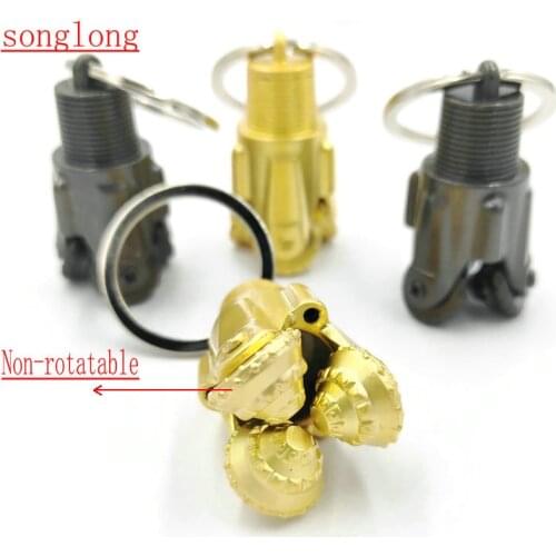 Non-rotatable pendant PDC Oilfield Gear Drill Bits Key Chain three cone rotary drill bit pendant oil well Metal Keyring Gift