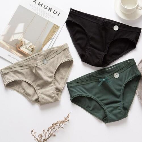 New Womens Pure Cotton Panties Girl Comfort Briefs Low Waist Sexy Underpants Seamless Womens Briefs Cotton Bow Lingerie Cute