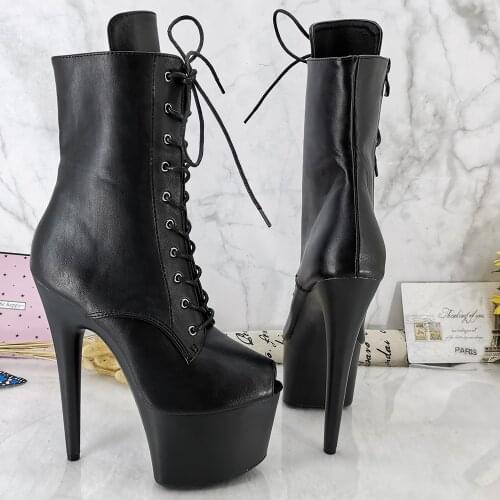 Leecabe Matt PU 17CM/7inches Pole dancing shoes High Heel platform Boots Pole Dance boot