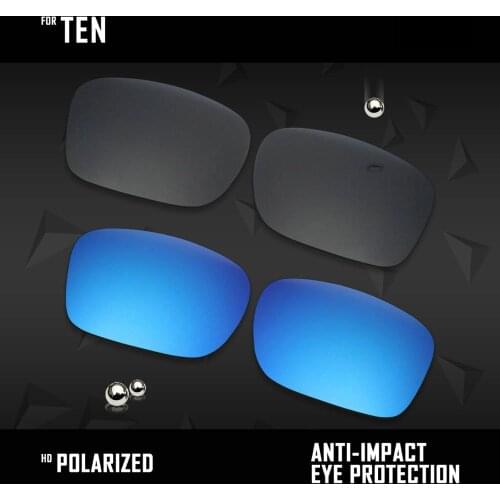 OOWLIT 2 Pairs Polarized Sunglasses Replacement Lenses for Oakley Ten-Black and Ice Blue