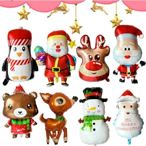 Wholesale Santa Claus Elk Snowman Penguin Decoration Aluminum Film Balloon Festival Celebration Party Mall Bar Door Decoration