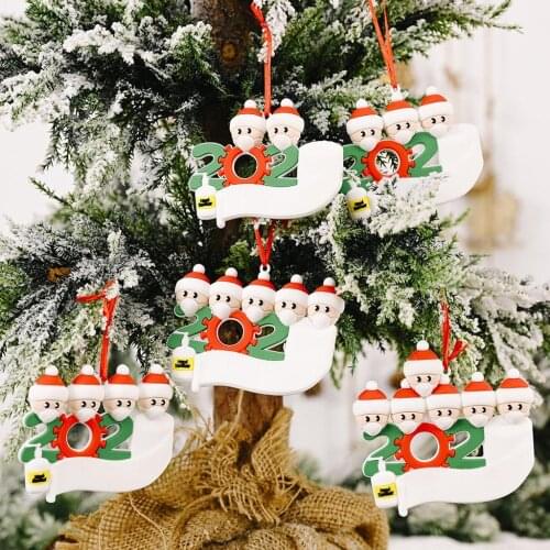 Personalized Survived Christmas Tree Santa Claus Mask Pendant Family Of Ornament 2020 Christmas Holiday Decorations Gifts D60