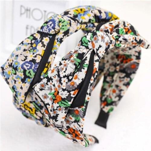 Flowers Print Bowknot Headband for Women Hair Accessories Bohemeain Print Bow Head Band Adults Hairband Knot Bow Hair Hoop Print