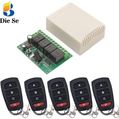 Wireless Remote Control Controller DC 6V~30V 4CH rf Relay Receiver and 433MHZ Transmitter for Garage/Light/Door/Home appliance