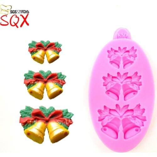Christmas Gift 3PCS bell Silicone Biscuit Cake Fondant Mold, Cookie Jelly Chocolate Mould, Cake Decorating Baking tool SQ16109