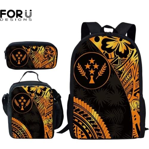 FORUDESIGNS Kosrae Polynesian Tribe Hibiscus Printed Laptop Backpack For Men Schoolbag Bookbag Women Girls School Bags Mochila