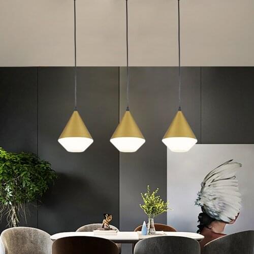 Nordic Led Pendant Light Golden Restaurant Lighting Fixture Modern Hanging Villa Diamond Living Room Kitchen Hall Decor Lamp